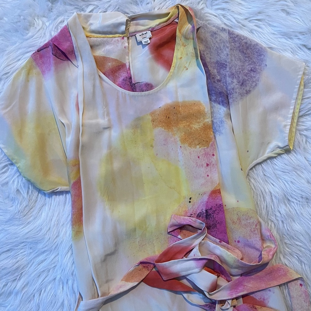 Wilfred | Aritizia Silk Watercolor Sheath Dress - Picture 4 of 11